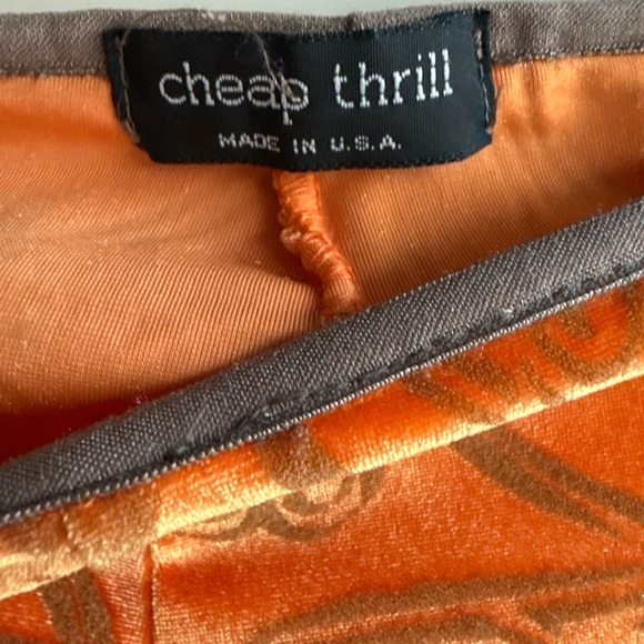 Cheap Thrill y2k low rise Orange Paisley Patterned Pants velvety - Picture 2 of 4